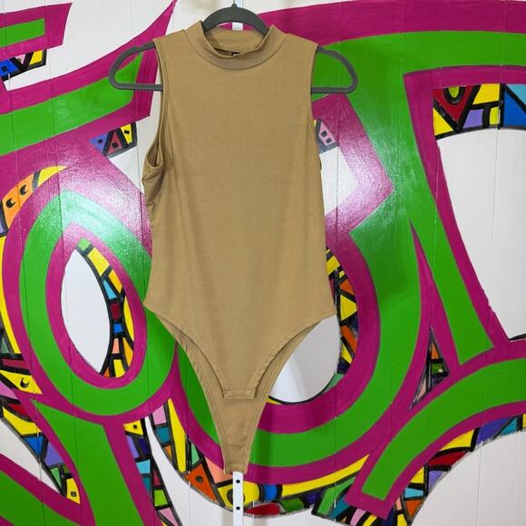 SHEIN Tan Bodysuit High Neck, Size Large. Sleeveless. Excellent condition! - Picture 1 of 4